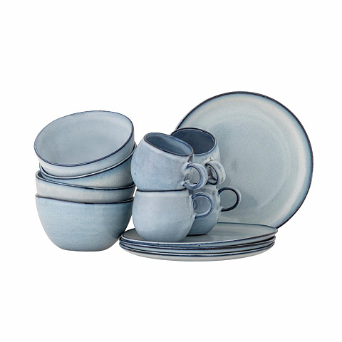 Bloomingville Sandrine Steingut Blau Rund Servierset