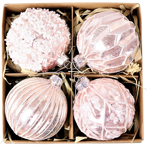 HOFF Interieur 6509 Christbaumschmuck Kugel-Weihnachtsschmuck Pink 4 Stück(e)