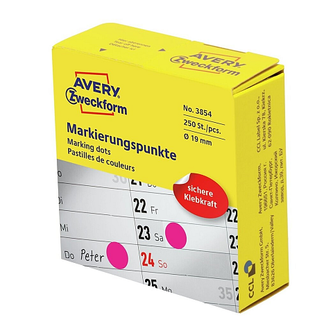 Avery 3854 selbstklebendes Etikett Rund Permanent Magenta 250 Stück(e)
