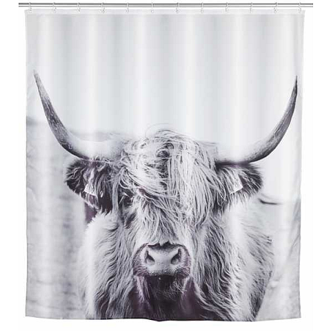 WENKO 24702100 Duschvorhang Ring Polyester Grau, Weiß