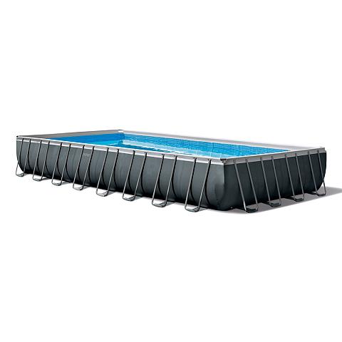 Intex 26374 Aufstellpool Gerahmter Pool Rechteckig 54368 l Anthrazit, Blau