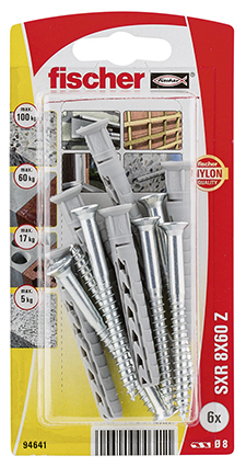 Fischer 94641 Schraubanker/Dübel 6 Stück(e) Schrauben- und Ankersatz 60 mm