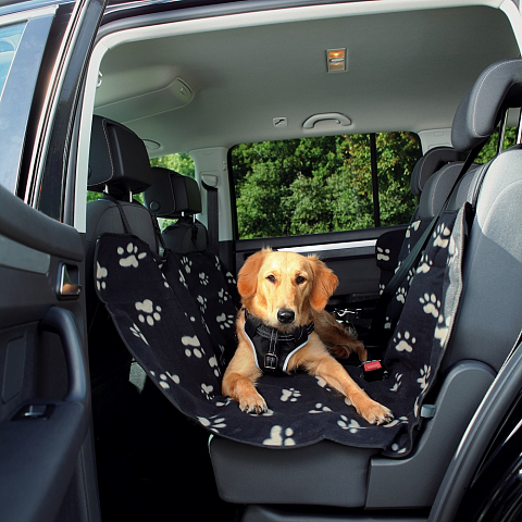 TRIXIE 13234 Hundeautositz/-kofferraumabdeckung Autositzbezug Fleece, Nylon Beige, Schwarz