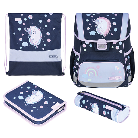 Herlitz Loop Plus Unicorn Dreams Schulranzen-Set Mädchen Polyester Dunkelblau, Pink