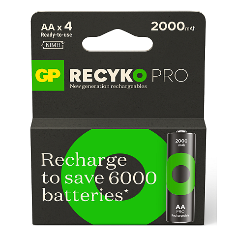 GP Batteries ReCyko Pro GPRCP200AA167C4 Haushaltsbatterie Wiederaufladbarer Akku AA Nickel-Metallhydrid (NiMH)