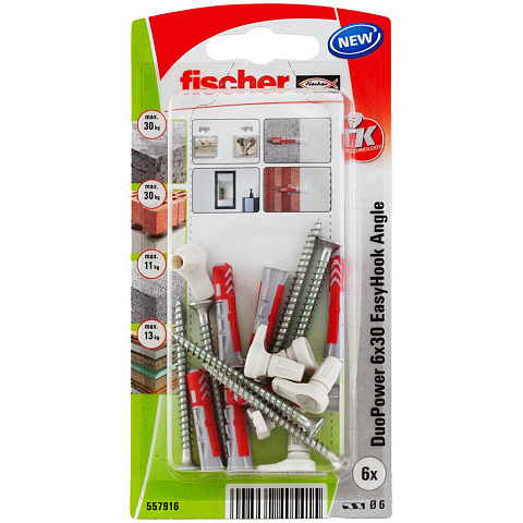 Fischer 557916 Schraubanker/Dübel 6 Stück(e) Schrauben- & Dübelsatz 30 mm
