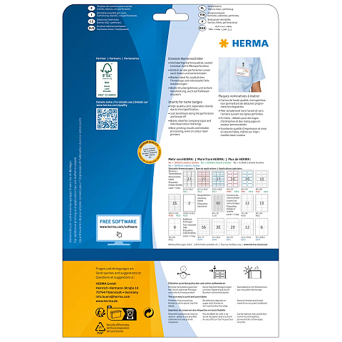 HERMA Namens-Einsteckschilder A4 90x60 mm weiß Karton nicht klebend 200 St.