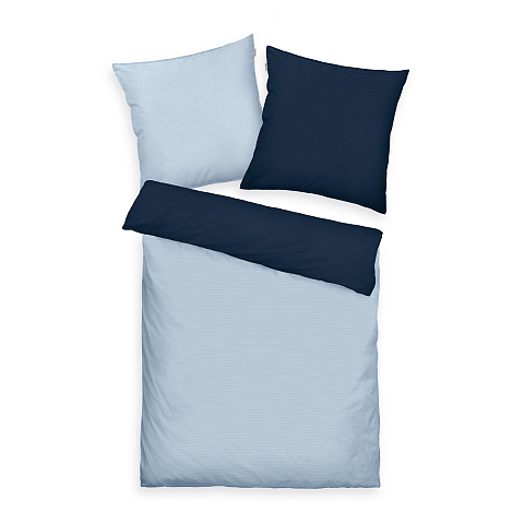 HERDING TOM TAILOR Bettwäsche - Two-Tone Solid Colors Dark Navy &amp; Sky Blue - 80-x-80-cm-155-x-220-cm