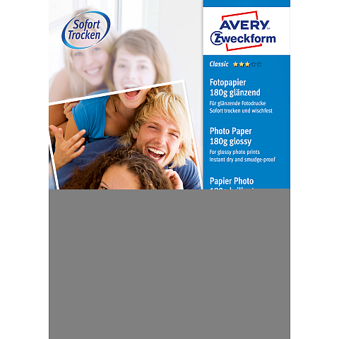Avery 2496 Fotopapier A4 Weiß Glanz
