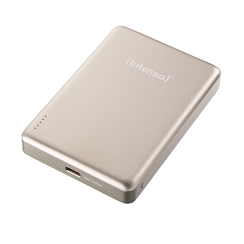 Intenso MW10000 Magnetische Powerbank 10000 mAh – MagSafe kompatibel, Wireless Charging 15W, USB-C PD 20W, Für iPhone & Android – Geprüft in Deutschland – Champagner