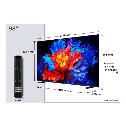 TCL P89K 98P89K Fernseher 2,49 m (98") 4K Ultra HD Smart-TV WLAN Metallisch 450 cd/m²