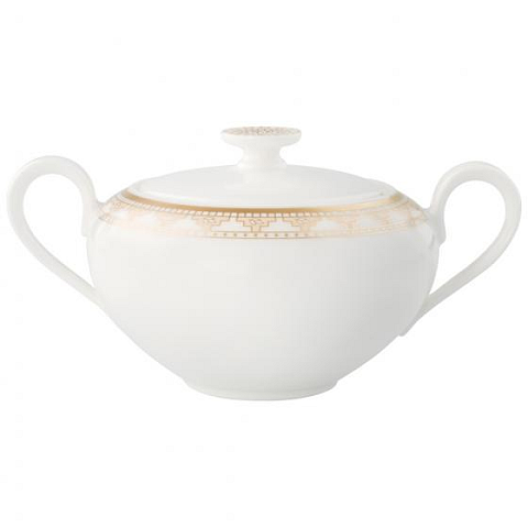 Villeroy & Boch Samarkand Zuckerdose Gold, Weiß Porzellan