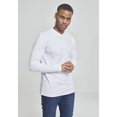 Urban Classics Basic Henley L/S Tee Polohemd Polo-Kragen Langärmlig Baumwolle, Viskose