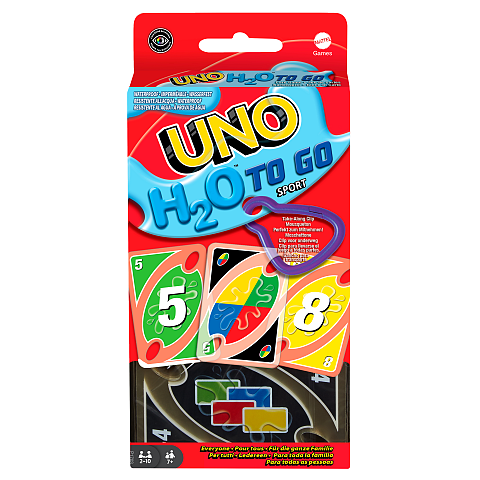 Games Mattel UNO H2O To Go, wasserfestes Kartenspiel, Reisespiel, Familienspiel