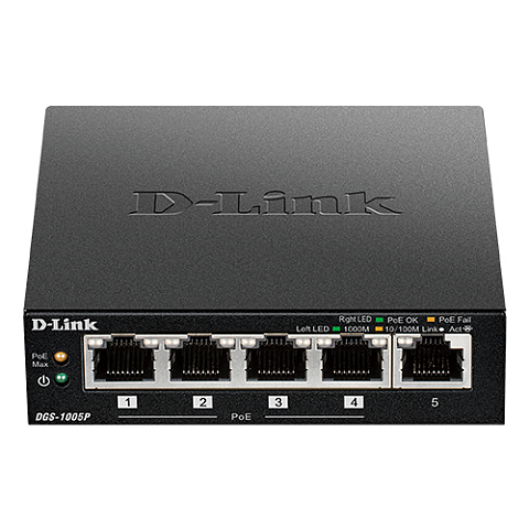 D-Link DGS-1005P/E Netzwerk-Switch Unmanaged Gigabit Ethernet (10/100/1000) Power over Ethernet (PoE) Schwarz