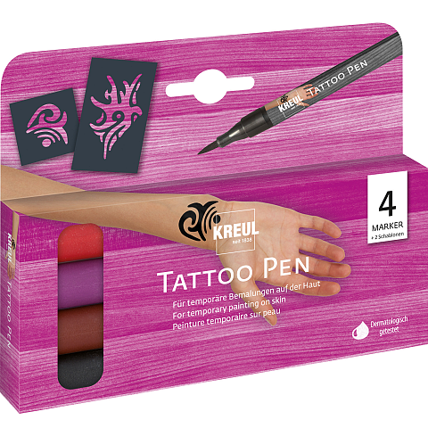 KREUL 62170 Temporäre Tattoofarbe Schwarz, Rot, Violett