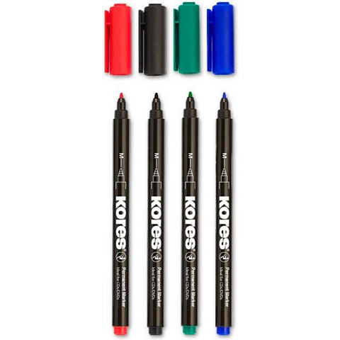 Kores M22141 Permanent-Marker Rundspitze Schwarz, Blau, Braun, Grün, Hellblau, Hellgrün, Orange, Pink, Rot, Violett 10 Stück(e)