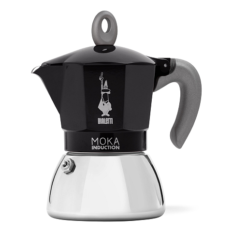 Bialetti Moka Induktion Mokka-Kanne 0,28 l Schwarz, Silber