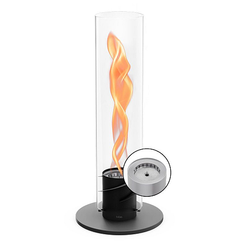 höfats SPIN 1500 Drinnen/Draußen Tragbare Feuerstelle Bio-Ethanol Transparent, Schwarz