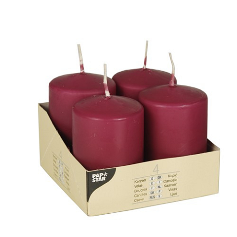 Papstar 10495 Wachskerze Zylinder Bordeaux 4 Stück(e)