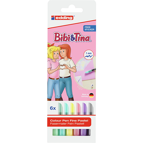 Edding 1200 Fasermaler Bibi&Tina 6er Set pastell, Rundspitze 1 mm