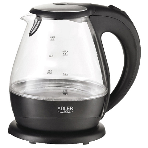 Adler AD 1224 Wasserkocher 1,5 l 2000 W Schwarz, Transparent