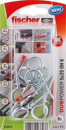Fischer DUOPOWER 5 x 25 OH Drinnen Metallisch 8 Stück(e)