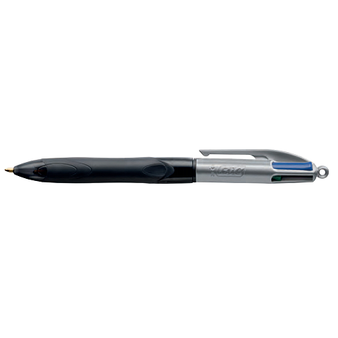 BIC 4 Colours Grip Pro Schwarz, Blau, Grün, Rot Clip-on-Einziehkugelschreiber Medium 12 Stück(e)