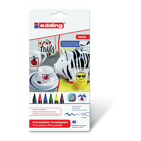 Edding 4200 Schwarz, Blau, Braun, Grün, Rot, Gelb 6 Stück(e)