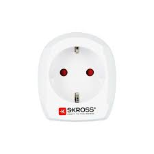 Skross 1.500230-E Netzstecker-Adapter Typ D (VK) Typ C (Euro-Stecker) Weiß