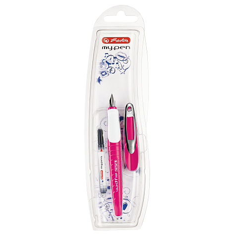 Herlitz Schulfüllhalter my.pen M-Feder pink/weiß