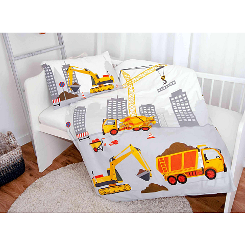 HERDING babybest® Bettwäsche - Baustelle - flanell