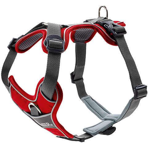 Hunter 67632 Hunde-/Katzengeschirr M Grau, Rot Nylon, Polyester Hund Zuggeschirr