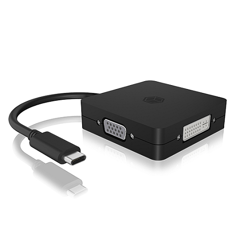 ICY BOX IB-DK1104-C, 4-in-1 Type-C® zu HDMI® oder DisplayPort™ oder VGA oder DVI Grafikadapter