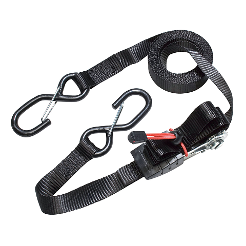 MASTER LOCK 4,25 m x 25 mm Zurrgurt mit Druckratsche mit S-Haken; 2er-Pack; schwarz
