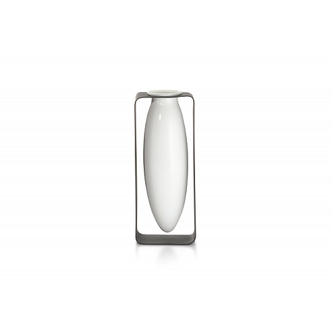 Philippi 123170 Vase andere Porzellan, Stahl Gebürsteter Stahl, Weiß
