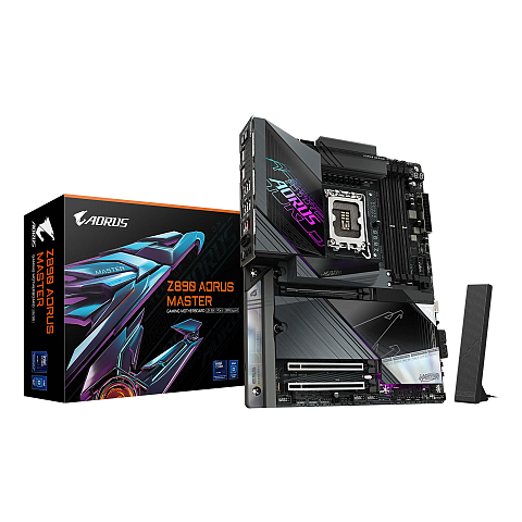 GIGABYTE Z890 AORUS MASTER Mainboard - Unterstützt Intel Core Ultra (Serie 2) CPUs, 18+1+2 Phasen VRM, bis zu 9500MHz DDR5 (OC), 2xPCIe 5.0 + 3xPCIe 4.0, Wi-Fi 7, 10GbE LAN, Thunderbolt 4