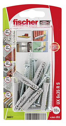 Fischer 90877 Schraubanker/Dübel 10 Stück(e) Schrauben- und Ankersatz 60 mm