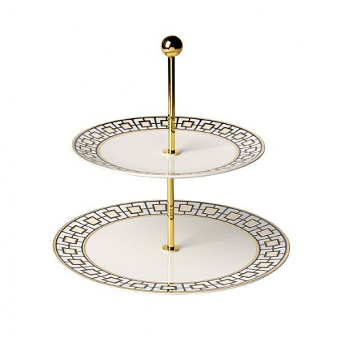 Villeroy & Boch 1044837880 Serviergeschirr Porzellan Schwarz, Gold, Weiß Rund Kuchenplatte