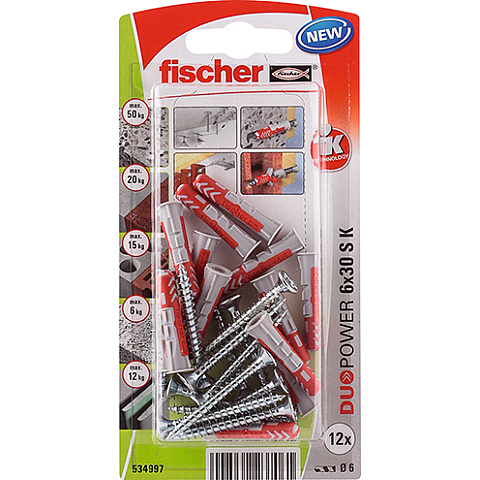 Fischer 534997 Schraubanker/Dübel 12 Stück(e) Schrauben- und Ankersatz 30 mm
