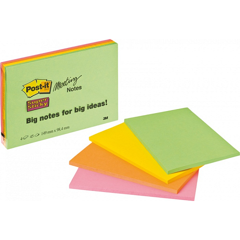 Post-It 6445 Klebezettel Rechteck Grün, Orange, Pink, Gelb 45 Blätter Selbstklebend