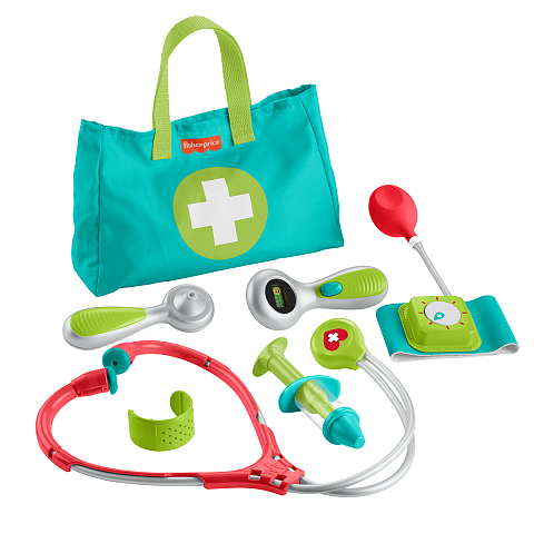 Fisher-Price Arzttasche, 7-teiliges Doktorspielzeug, Rollenspielset für Kindergartenkinder ab 3 Jahren