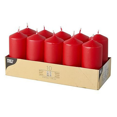 Papstar 17918 Wachskerze Zylinder Rot 10 Stück(e)
