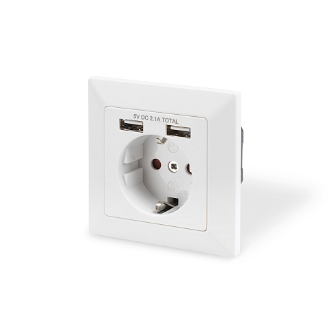 Digitus Sicherheits-Steckdose für Unterputzmontage mit 2 USB-Ports