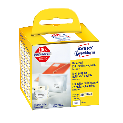 Avery AS0722440 selbstklebendes Etikett Rechteck Permanent Weiß 320 Stück(e)