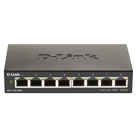 D-Link DGS-1100-08V2 Managed L2 Gigabit Ethernet (10/100/1000) Schwarz