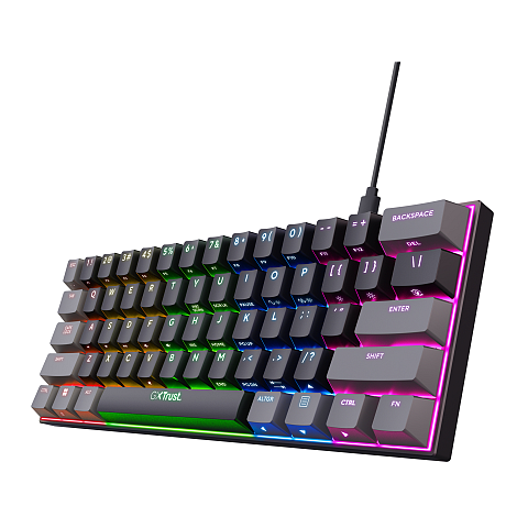 Trust GXT 867 Acira Tastatur Gaming USB QWERTY Nordisch Schwarz, Grau