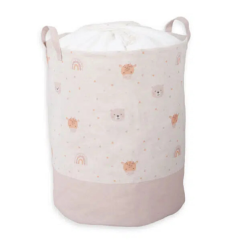 HERDING 8585207810 Wäschekorb Rund Baumwolle, Polyester, Viskose Beige, Rose