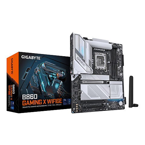 GIGABYTE B860 GAMING X WIFI6E Mainboard - Intel Core Ultra CPUs, 12+1+2+1 Phasen VRM, bis zu 9066MHz DDR5, 1xPCIe 5.0 + 2xPCIe 4.0 M.2, 2,5 GbE LAN, WIFI 6E, USB4