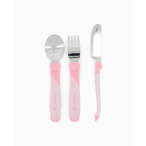 Twistshake Learn Cutlery Stainless Kleinkind-Besteck Pink Edelstahl